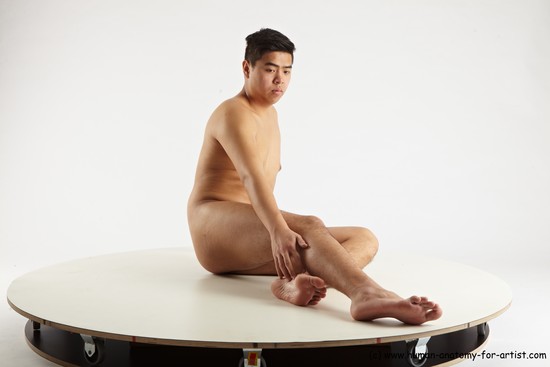 Nude Man Asian Sitting poses - simple Average Short Black Sitting poses - ALL Realistic