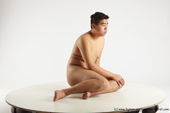 Nude Man Asian Sitting poses - simple Average Short Black Sitting poses - ALL Realistic