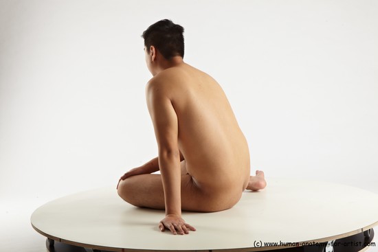 Nude Man Asian Sitting poses - simple Average Short Black Sitting poses - ALL Realistic