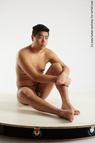 Nude Man Asian Sitting poses - simple Average Short Black Sitting poses - ALL Realistic