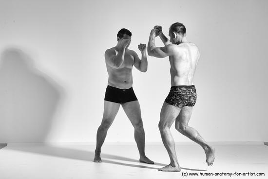 Underwear Martial art Man - Man White Moving poses Athletic Short Brown Dynamic poses Academic