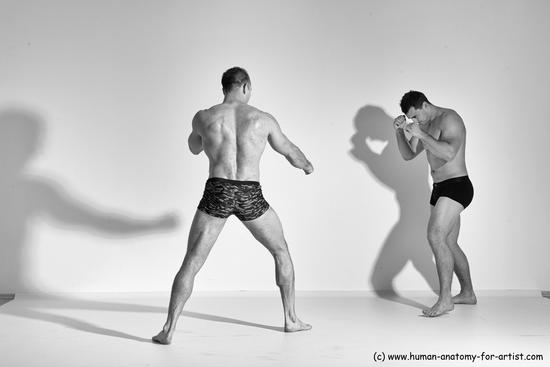 Underwear Martial art Man - Man White Moving poses Athletic Short Brown Dynamic poses Academic