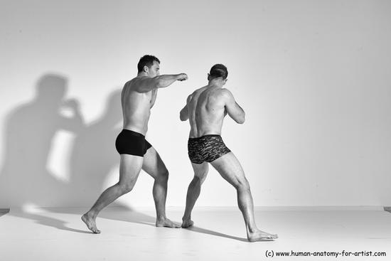 Underwear Martial art Man - Man White Moving poses Athletic Short Brown Dynamic poses Academic