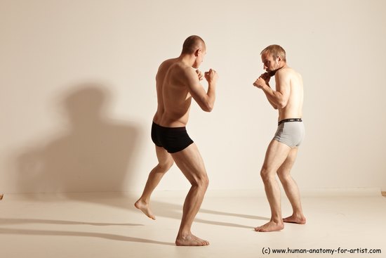 Underwear Martial art Man - Man White Moving poses Slim Short Blond Dynamic poses Academic