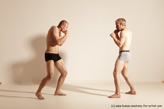 Underwear Martial art Man - Man White Moving poses Slim Short Blond Dynamic poses Academic