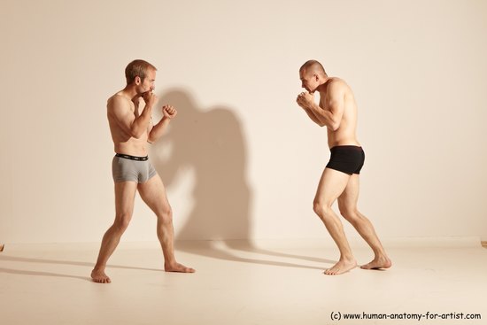 Underwear Martial art Man - Man White Moving poses Slim Short Blond Dynamic poses Academic