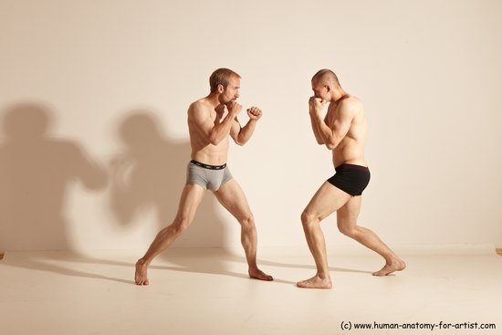 Underwear Martial art Man - Man White Moving poses Slim Short Blond Dynamic poses Academic