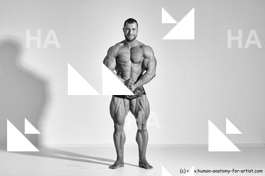 Underwear Man White Moving poses Muscular Short Brown Dynamic poses Academic