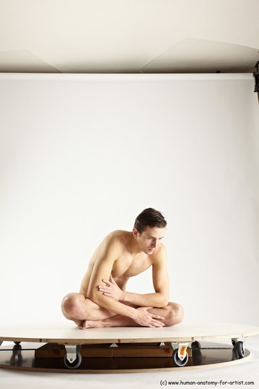 Nude Gymnastic poses Man White Athletic Short Brown Multi angles poses Realistic