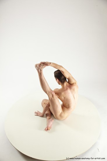 Nude Gymnastic poses Man White Athletic Short Brown Multi angles poses Realistic