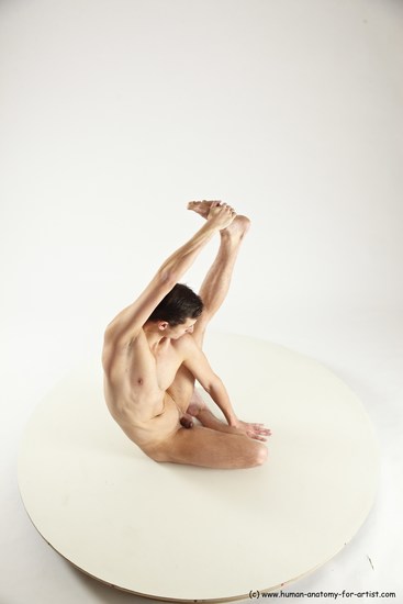 Nude Gymnastic poses Man White Athletic Short Brown Multi angles poses Realistic