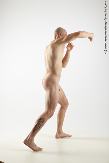 Nude Man White Standing poses - ALL Muscular Bald Standing poses - simple Realistic