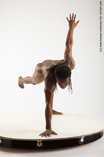 Nude Man Black Athletic Black Dancing Dreadlocks Realistic