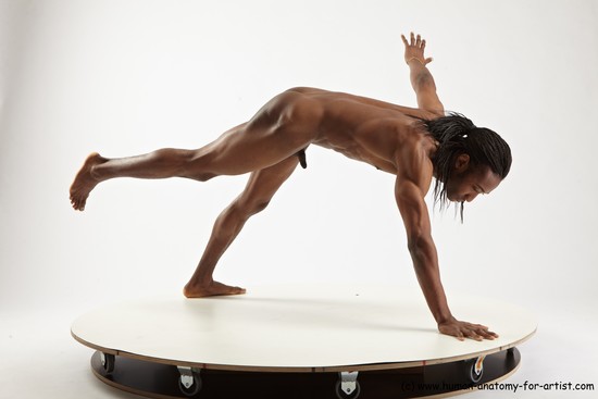 Nude Man Black Athletic Black Dancing Dreadlocks Realistic