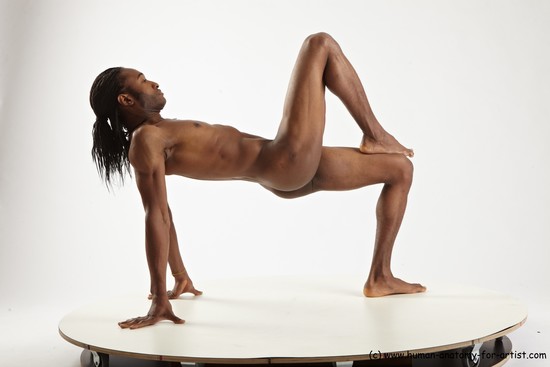 Nude Man Black Athletic Black Dancing Dreadlocks Realistic