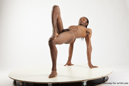 Nude Man Black Athletic Black Dancing Dreadlocks Realistic