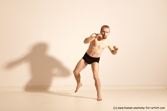 Underwear Martial art Man White Moving poses Slim Short Blond Dynamic poses Academic