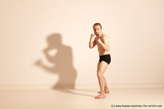 Underwear Martial art Man White Moving poses Slim Short Blond Dynamic poses Academic