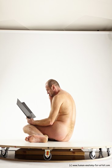 Nude Daily activities Man White Sitting poses - simple Slim Short Brown Sitting poses - ALL Multi angles poses Realistic