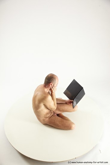 Nude Daily activities Man White Sitting poses - simple Slim Short Brown Sitting poses - ALL Multi angles poses Realistic