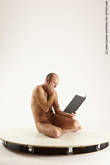 Nude Daily activities Man White Sitting poses - simple Slim Short Brown Sitting poses - ALL Multi angles poses Realistic