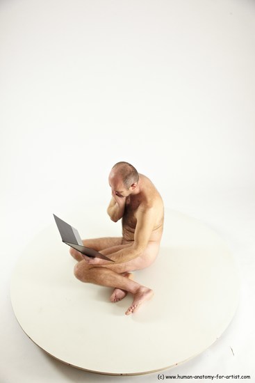 Nude Daily activities Man White Sitting poses - simple Slim Short Brown Sitting poses - ALL Multi angles poses Realistic