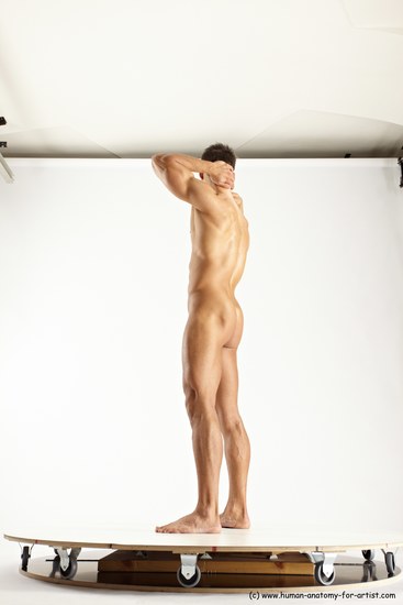 Nude Man White Standing poses - ALL Muscular Short Brown Standing poses - simple Multi angles poses Realistic