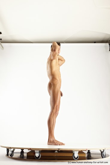 Nude Man White Standing poses - ALL Muscular Short Brown Standing poses - simple Multi angles poses Realistic