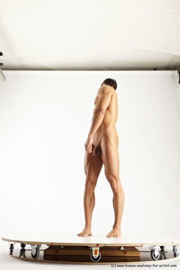 Nude Man White Standing poses - ALL Muscular Short Brown Standing poses - simple Multi angles poses Realistic