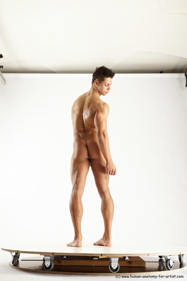 Nude Man White Standing poses - ALL Muscular Short Brown Standing poses - simple Multi angles poses Realistic