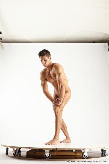 Nude Man White Standing poses - ALL Muscular Short Brown Standing poses - simple Multi angles poses Realistic