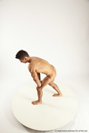 Nude Man White Standing poses - ALL Muscular Short Brown Standing poses - simple Multi angles poses Realistic