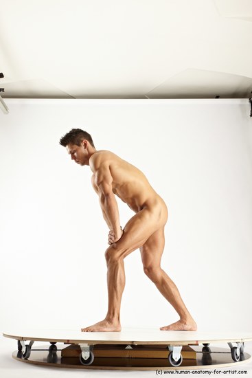 Nude Man White Standing poses - ALL Muscular Short Brown Standing poses - simple Multi angles poses Realistic