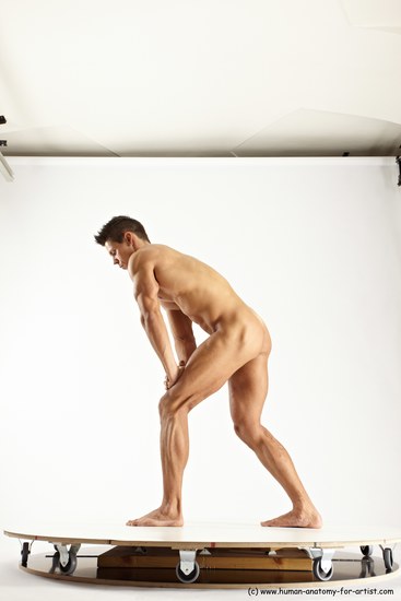 Nude Man White Standing poses - ALL Muscular Short Brown Standing poses - simple Multi angles poses Realistic