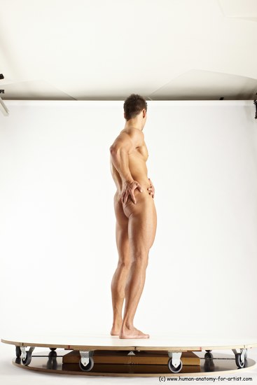 Nude Man White Standing poses - ALL Muscular Short Brown Standing poses - simple Multi angles poses Realistic