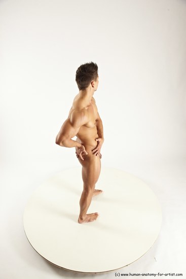 Nude Man White Standing poses - ALL Muscular Short Brown Standing poses - simple Multi angles poses Realistic