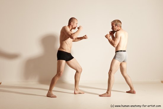 Underwear Martial art Man - Man White Moving poses Slim Short Blond Dynamic poses Academic