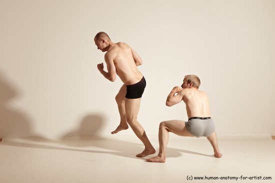 Underwear Martial art Man - Man White Moving poses Slim Short Blond Dynamic poses Academic