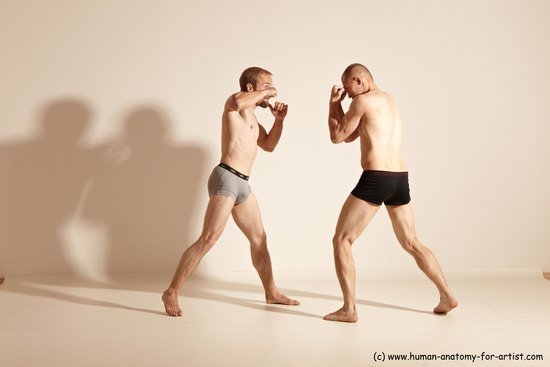 Underwear Martial art Man - Man White Moving poses Slim Short Blond Dynamic poses Academic