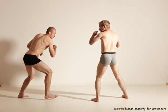 Underwear Martial art Man - Man White Moving poses Slim Short Blond Dynamic poses Academic