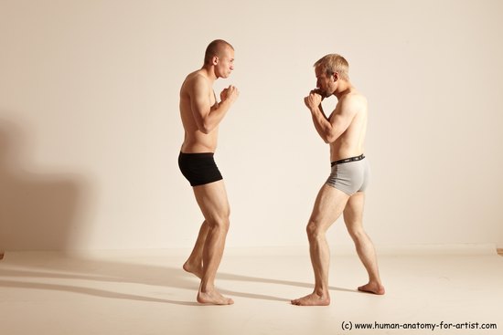 Underwear Martial art Man - Man White Moving poses Slim Short Blond Dynamic poses Academic