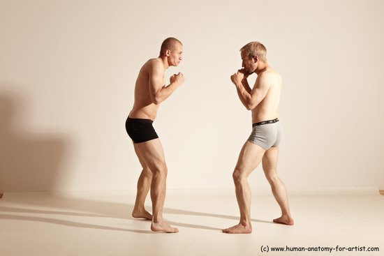 Underwear Martial art Man - Man White Moving poses Slim Short Blond Dynamic poses Academic