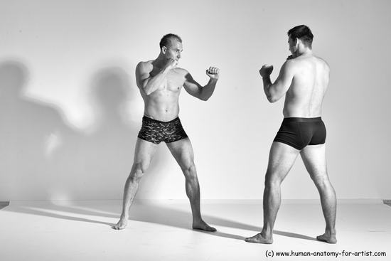 Underwear Martial art Man - Man White Moving poses Athletic Short Brown Dynamic poses Academic