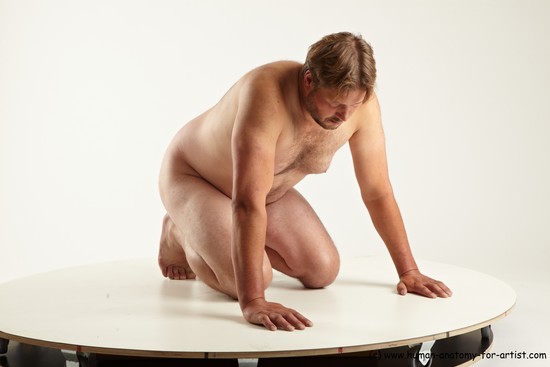 Nude Man White Kneeling poses - ALL Average Short Blond Kneeling poses - on both knees Realistic