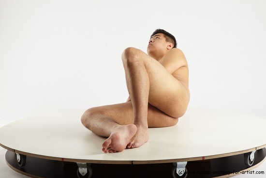 Nude Man Asian Laying poses - ALL Average Short Laying poses - on side Black Realistic