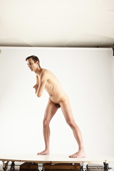 Nude Man White Standing poses - ALL Athletic Short Brown Standing poses - simple Multi angles poses Realistic