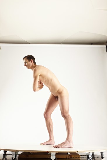 Nude Man White Standing poses - ALL Athletic Short Brown Standing poses - simple Multi angles poses Realistic