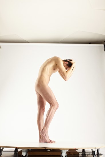 Nude Man White Standing poses - ALL Athletic Short Brown Standing poses - simple Multi angles poses Realistic