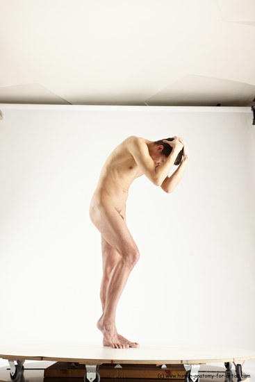 Nude Man White Standing poses - ALL Athletic Short Brown Standing poses - simple Multi angles poses Realistic