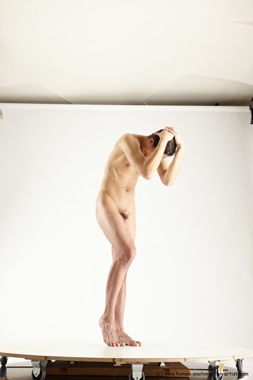 Nude Man White Standing poses - ALL Athletic Short Brown Standing poses - simple Multi angles poses Realistic